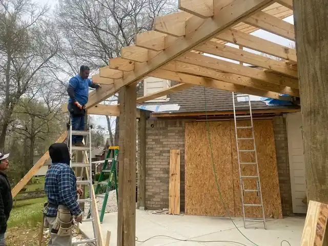 Crew framing patio cover rafters